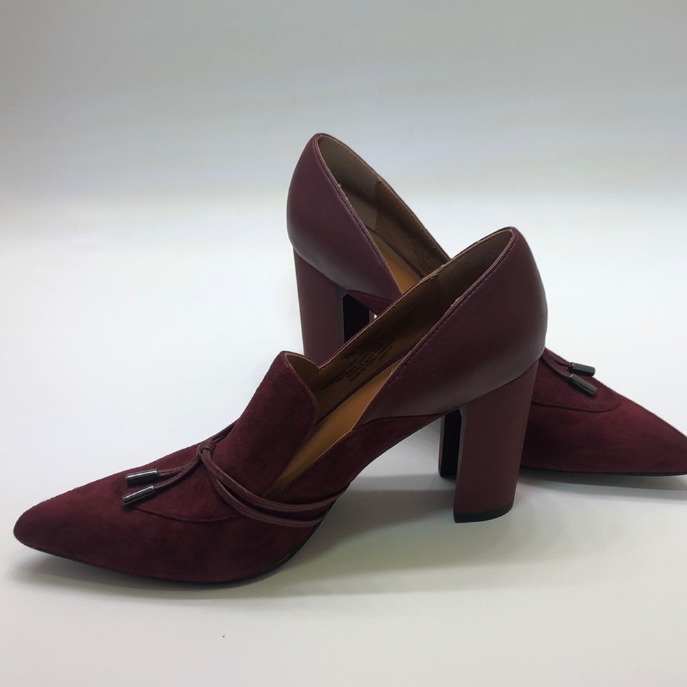 H by Halston Moyen Burgundy Suede Leather Pumps, Size 8